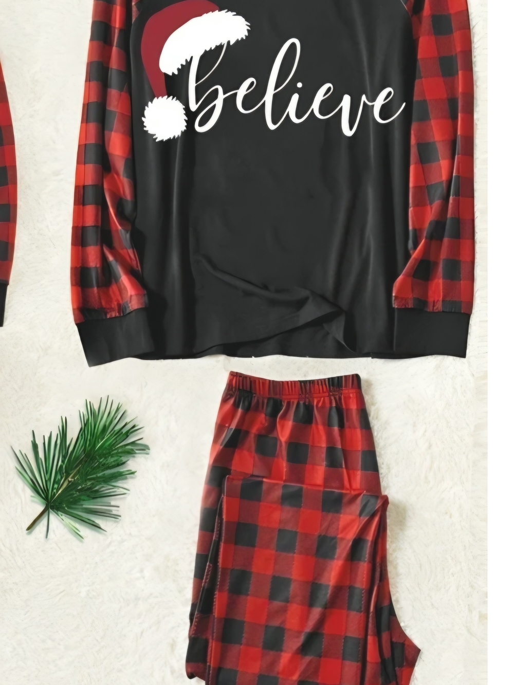 Believe Plaid Christmas Pajama Set